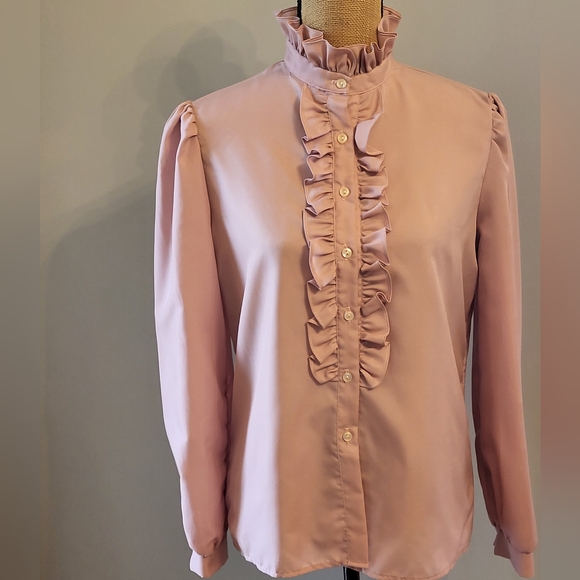 Paddy Lee Vintage Rose Pink Polyester Blouse Size 12 - Picture 5 of 8